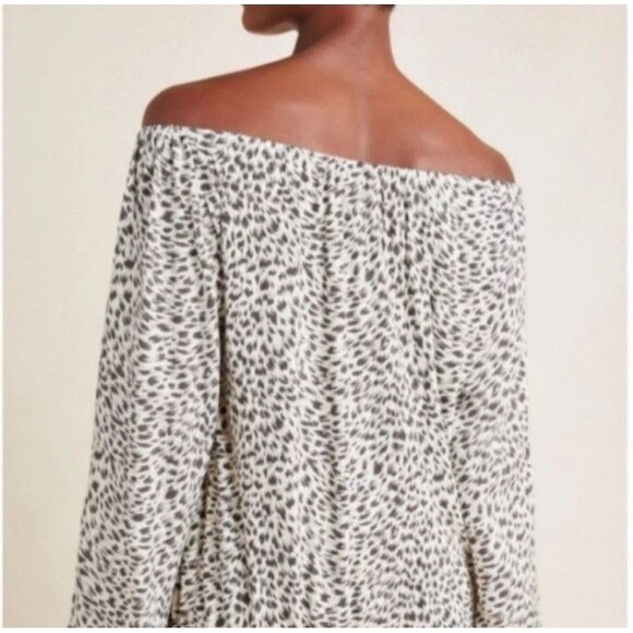Anthropologie Womens Top Size S Cascais Off Shoulder Leopard‎ Print - Picture 2 of 12